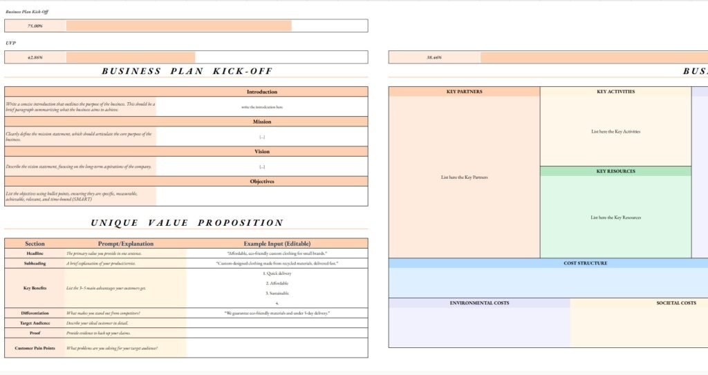 business plan template vision mission strategy